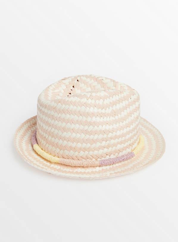 Pastel Pink Straw Trilby Hat 1-2 years
